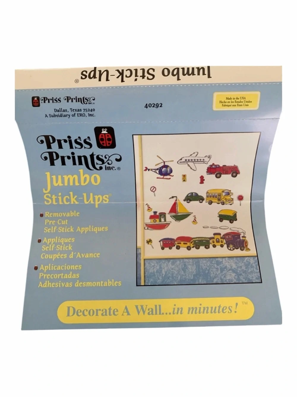 Jumbo Stick-Ups Wall Decor Vehicles Removable Appliques Primary Colors Room Art